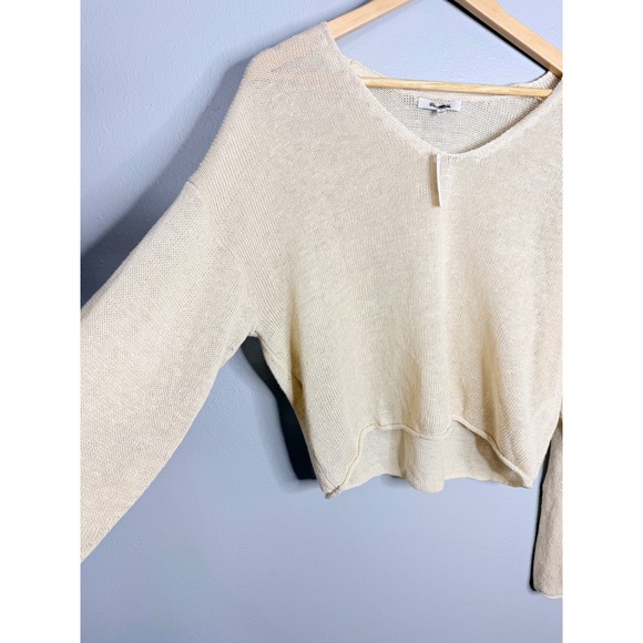 Madewell Linen V-Neck Sweater Small Beach Sand NWT - Picture 6 of 10